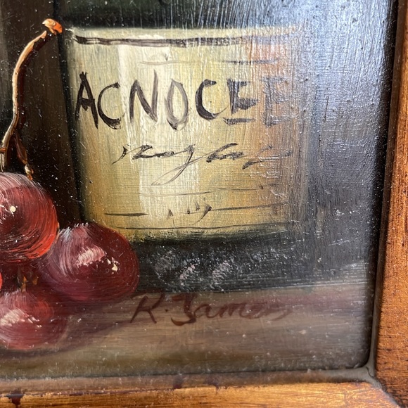 20” x 18” Framed 8” x 10” Painting Art Still Life Wine by R. James - Picture 5 of 16